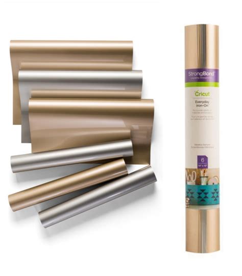 Cricut Everyday Iron-On 30x30cm 3-sheet Sampler (Classics); 3 sheets 12” x 12” in Gold, Black, Silver; Excellent results on the widest variety of materials and projects; Outlasts 50+ washes!; Cuts beautifully and weeds easily; Layer up to 3 colors for standout patterns and projects